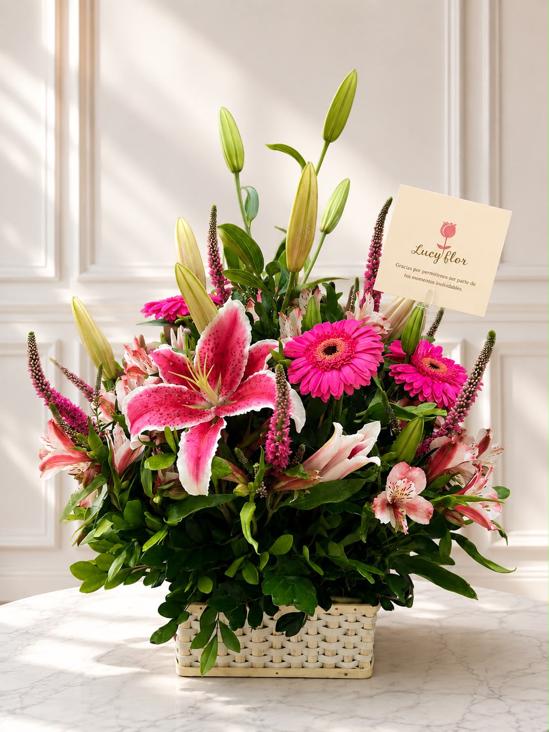 Arreglo en Canasta con Liliums y Gerberas
