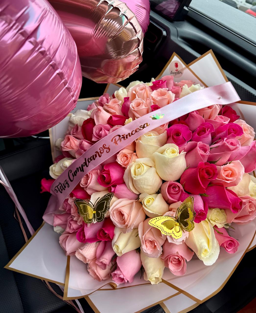 Box de Rosas Mixtas Feliz Cumpleaños