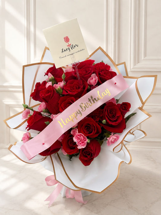 Ramo de Rosas Rojas Happy Birthday
